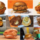 Grid of Popeyes Chicken Sandwich, Burger King Ch'King, McDonald's Crispy Chicken, and more